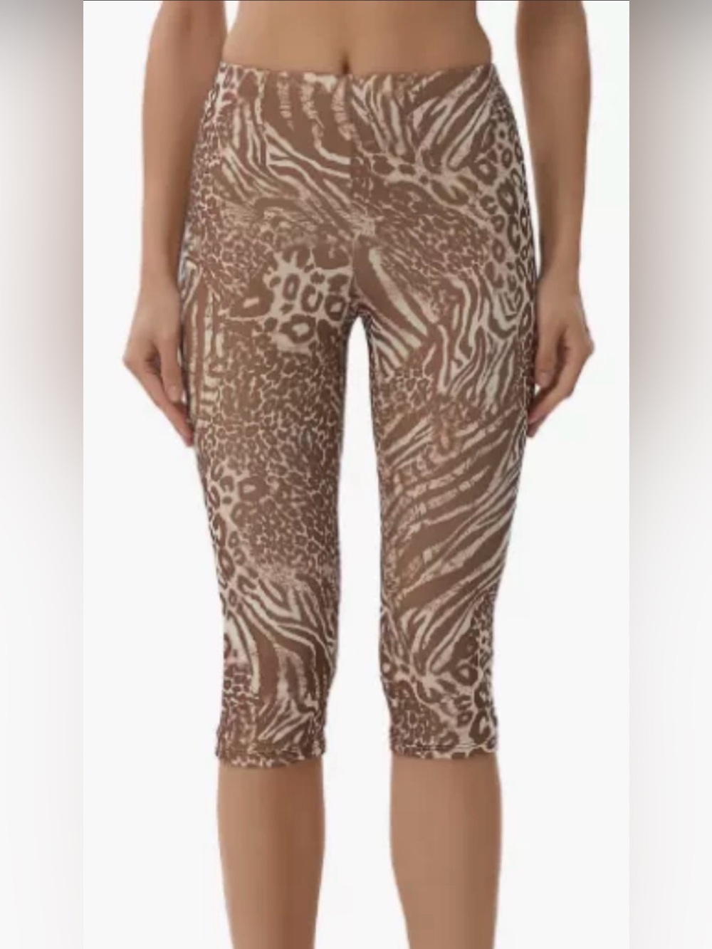 NWT‎ AFRM Gianna Mesh Capri Pant in Taupe